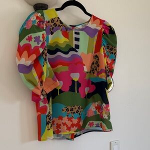 CROSBY by Mollie Burch Colorful Abstract Blouse